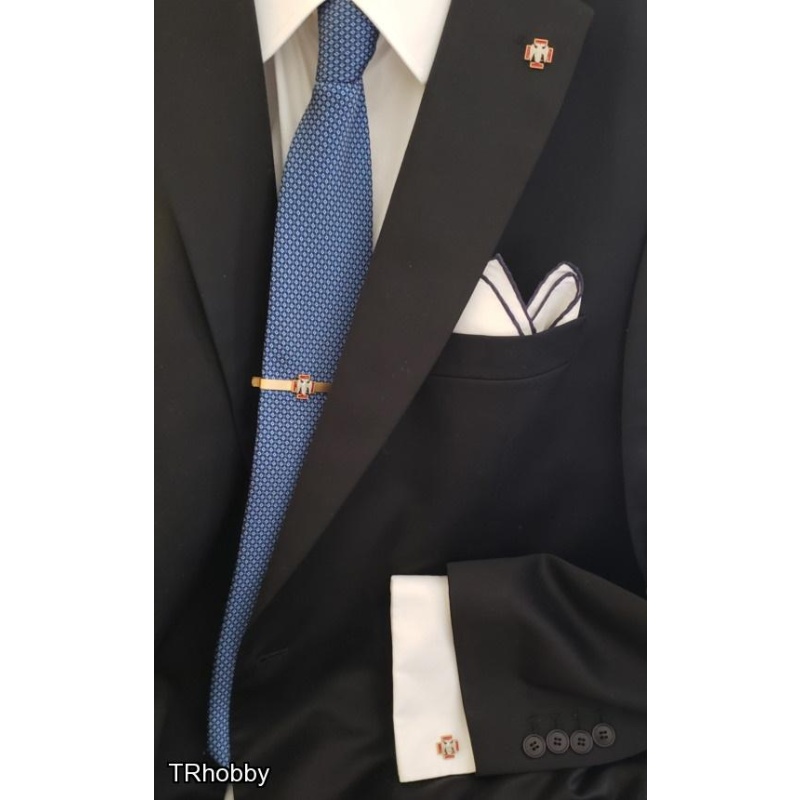 Masonic Scottish Rite 30th degree lapel pin cufflink and tie bar set gold plated