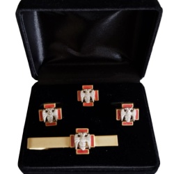 Masonic Scottish Rite 30th degree lapel pin cufflink and tie bar set gold plated