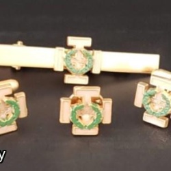 Masonic Scottish Rite 32th degree lapel pin cufflink and tie bar set gold plated