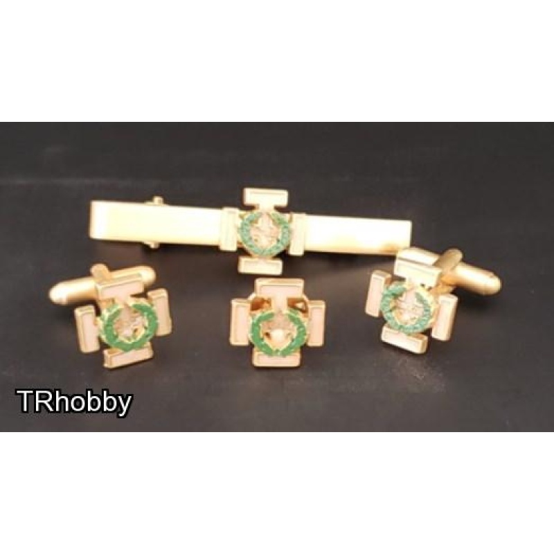 Masonic Scottish Rite 32th degree lapel pin cufflink and tie bar set gold plated
