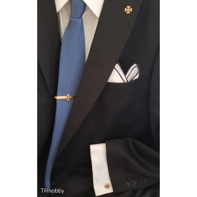 Masonic Scottish Rite 32th degree lapel pin cufflink and tie bar set gold plated