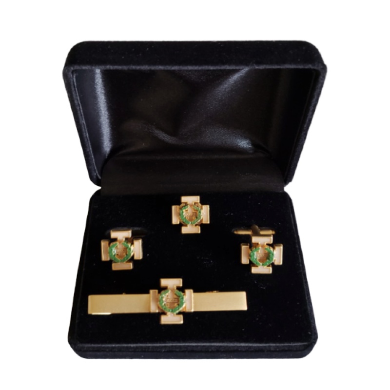Masonic Scottish Rite 32th degree lapel pin cufflink and tie bar set gold plated
