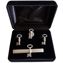 Masonic Scottish Rite 4th degree lapel pin cufflink and tie bar set silver plated