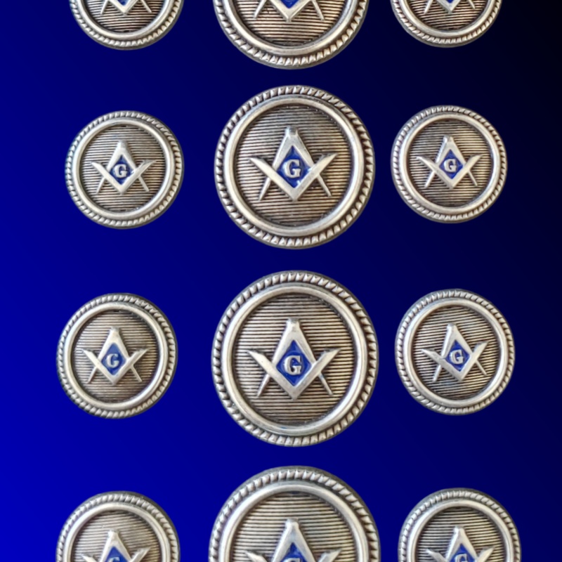 Blazer Jacket buttons circular S&C silver plated enamel Masonic Freemasonry