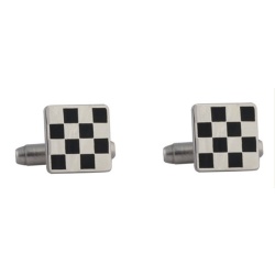 Freemasonry Masonic Cufflinks chequered chrome plated with enamel