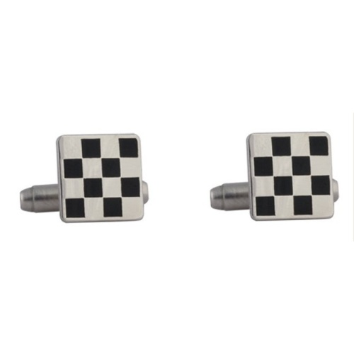 Freemasonry Masonic Cufflinks chequered chrome plated with enamel