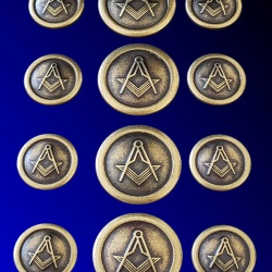 Blazer Jacket buttons circular S&C antique gold plated Masonic Freemasonry