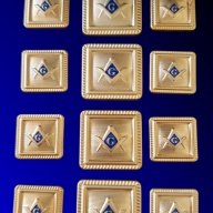 Blazer Jacket button set square S&C gold plated enamel Masonic Freemasonry