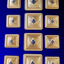 Blazer Jacket button set square S&C gold plated enamel Masonic Freemasonry