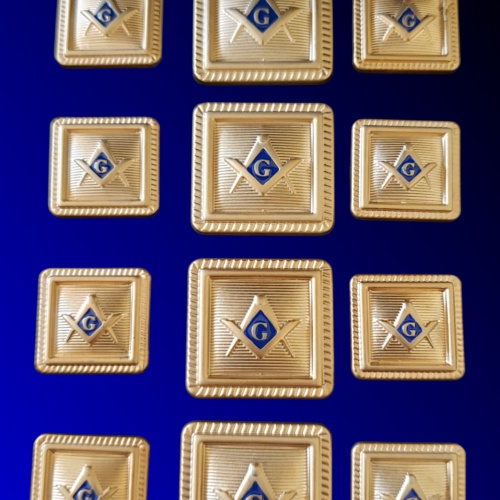 Blazer Jacket button set square S&C gold plated enamel Masonic Freemasonry
