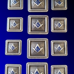 Blazer Jacket button set square S&C silver plated enamel Masonic Freemasonry