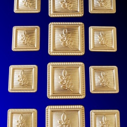 Blazer Jacket button set acacia square gold plated Masonic Freemasonry