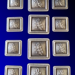 Blazer Jacket button set acacia square silver plated Masonic Freemasonry