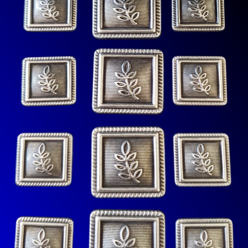 Blazer Jacket button set acacia square silver plated Masonic Freemasonry