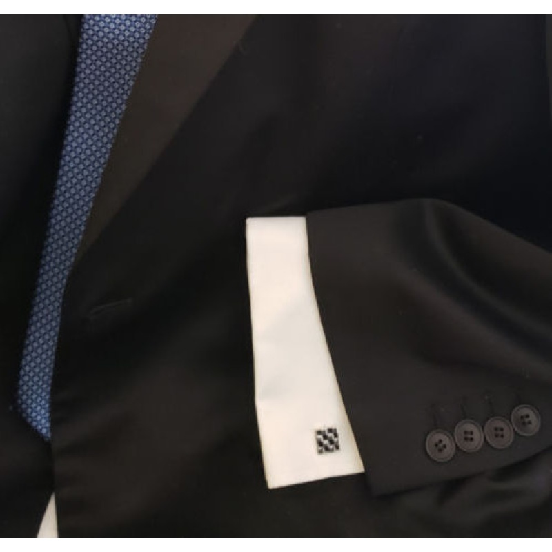 Freemasonry Masonic Cufflinks chequered chrome plated with enamel