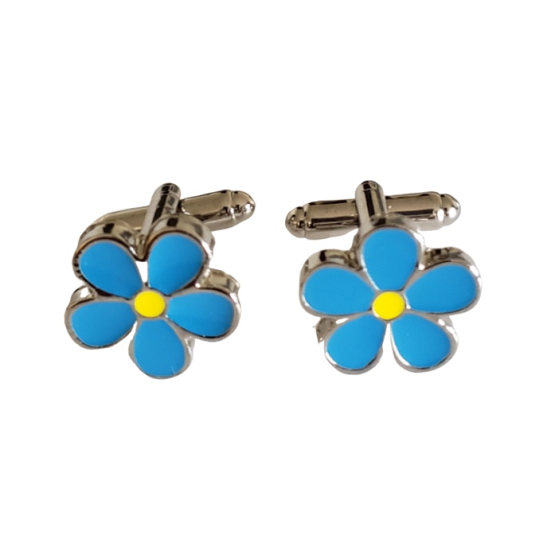 Masonic freemasonry Forget me Not cufflinks chrome plated