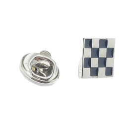 Masonic checkered lapel pin cufflink and tie bar set chrome plated