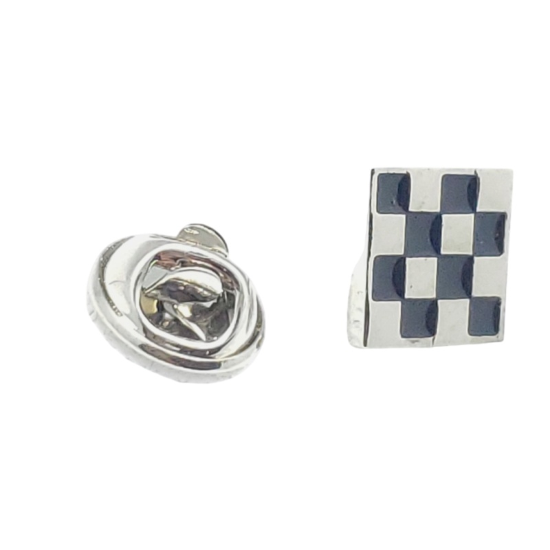 Masonic checkered lapel pin cufflink and tie bar set chrome plated