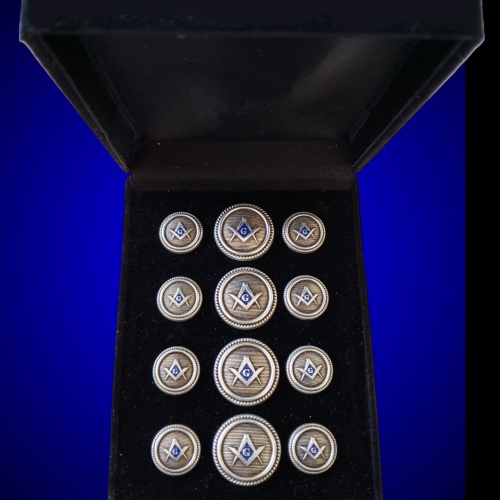 Blazer Jacket buttons circular S&C silver plated enamel Masonic Freemasonry