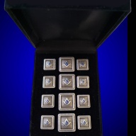 Blazer Jacket button set square S&C silver plated enamel Masonic Freemasonry