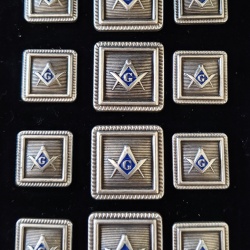 Blazer Jacket button set square S&C silver plated enamel Masonic Freemasonry