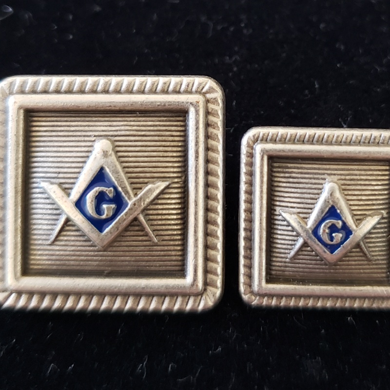 Blazer Jacket button set square S&C silver plated enamel Masonic Freemasonry