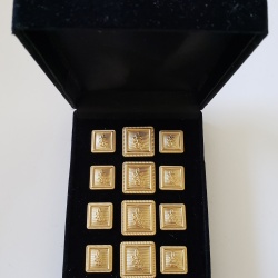Blazer Jacket button set acacia square gold plated Masonic Freemasonry
