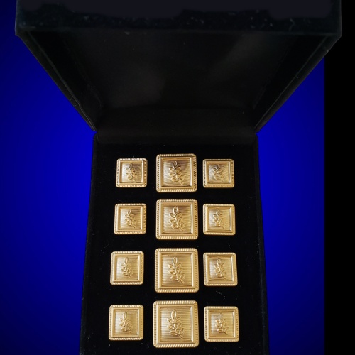 Blazer Jacket button set acacia square gold plated Masonic Freemasonry