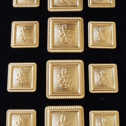 Blazer Jacket button set acacia square gold plated Masonic Freemasonry