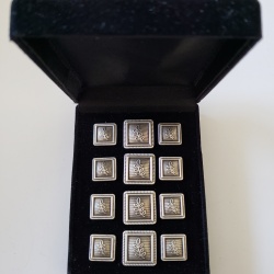 Blazer Jacket button set acacia square silver plated Masonic Freemasonry