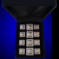 Blazer Jacket button set acacia square silver plated Masonic Freemasonry