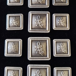 Blazer Jacket button set acacia square silver plated Masonic Freemasonry