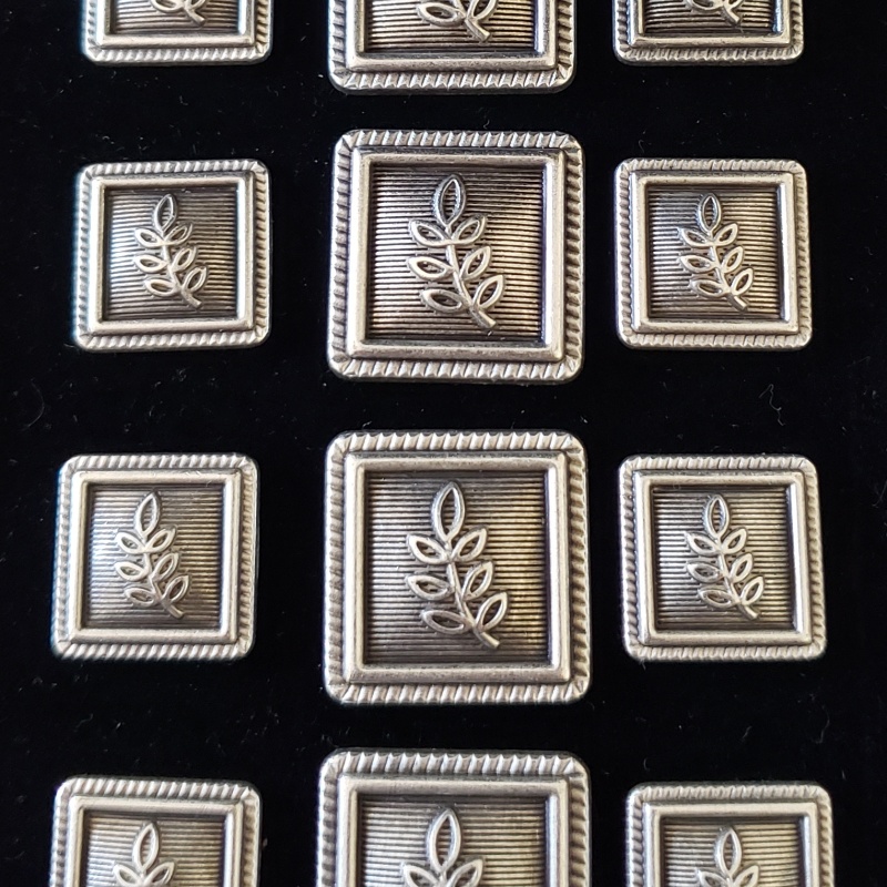 Blazer Jacket button set acacia square silver plated Masonic Freemasonry