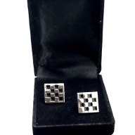 Freemasonry Masonic Cufflinks chequered chrome plated with enamel