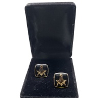 Masonic freemasonry Square and Compasses cufflinks gold plated enamel