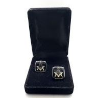 Masonic freemasonry Square and Compasses cufflinks chrome plated enamel