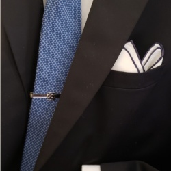 Masonic checkered lapel pin cufflink and tie bar set chrome plated