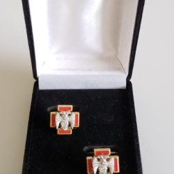 Masonic Scottish Rite 30th degree lapel pin cufflink and tie bar set gold plated