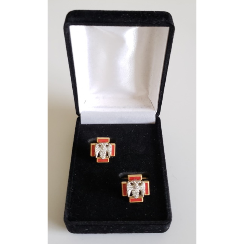 Masonic Scottish Rite 30th degree lapel pin cufflink and tie bar set gold plated