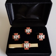Masonic Scottish Rite 30th degree lapel pin cufflink and tie bar set gold plated