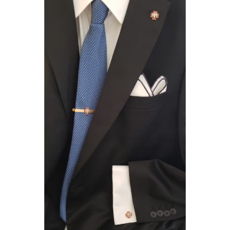 Masonic Scottish Rite 30th degree lapel pin cufflink and tie bar set gold plated