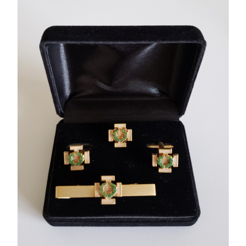 Masonic Scottish Rite 32th degree lapel pin cufflink and tie bar set gold plated