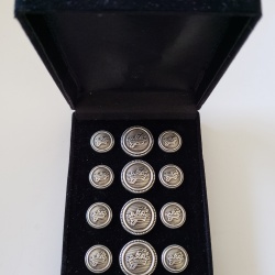 Blazer Jacket button set circular silver plated Knights Templar Masonic
