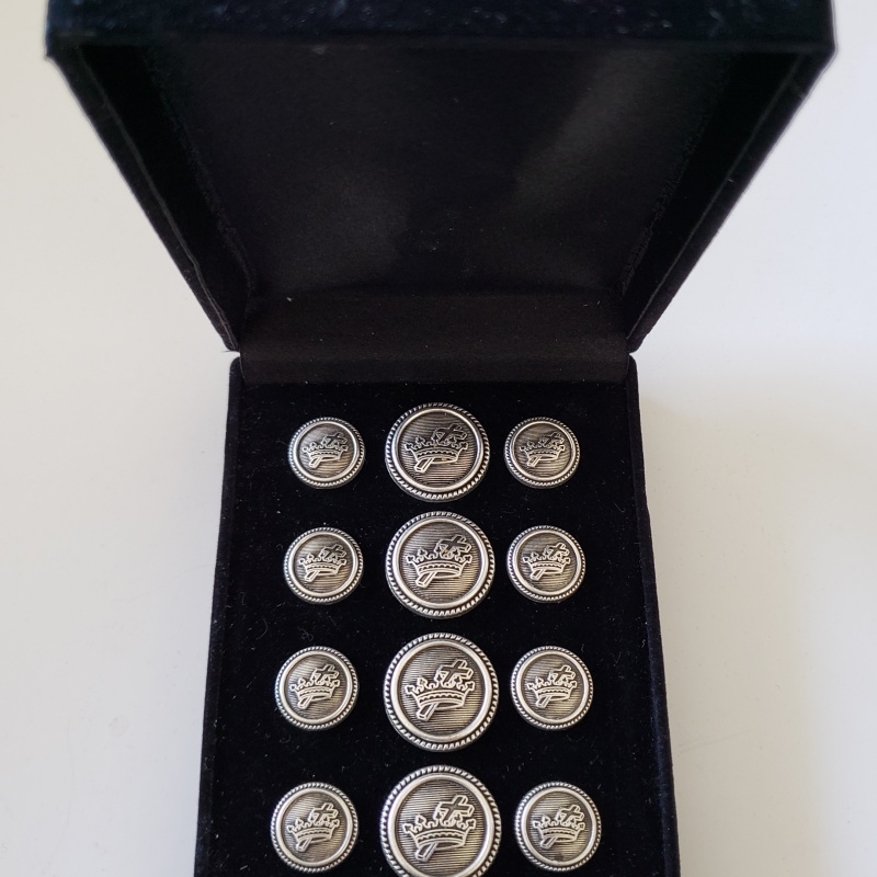 Blazer Jacket button set circular silver plated Knights Templar Masonic