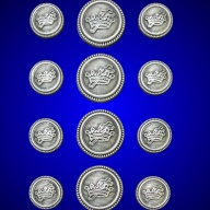 Blazer Jacket button set circular silver plated Knights Templar Masonic