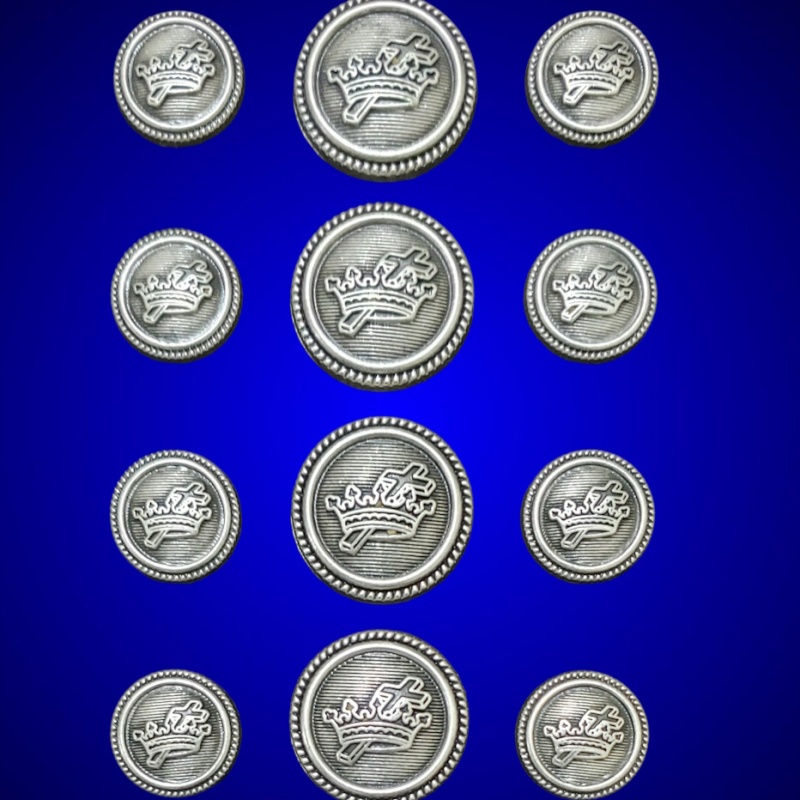 Blazer Jacket button set circular silver plated Knights Templar Masonic