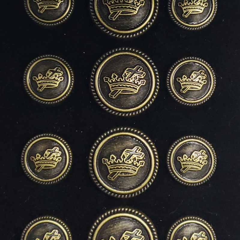 Blazer Jacket button set circular antique gold plated Knights Templar Masonic