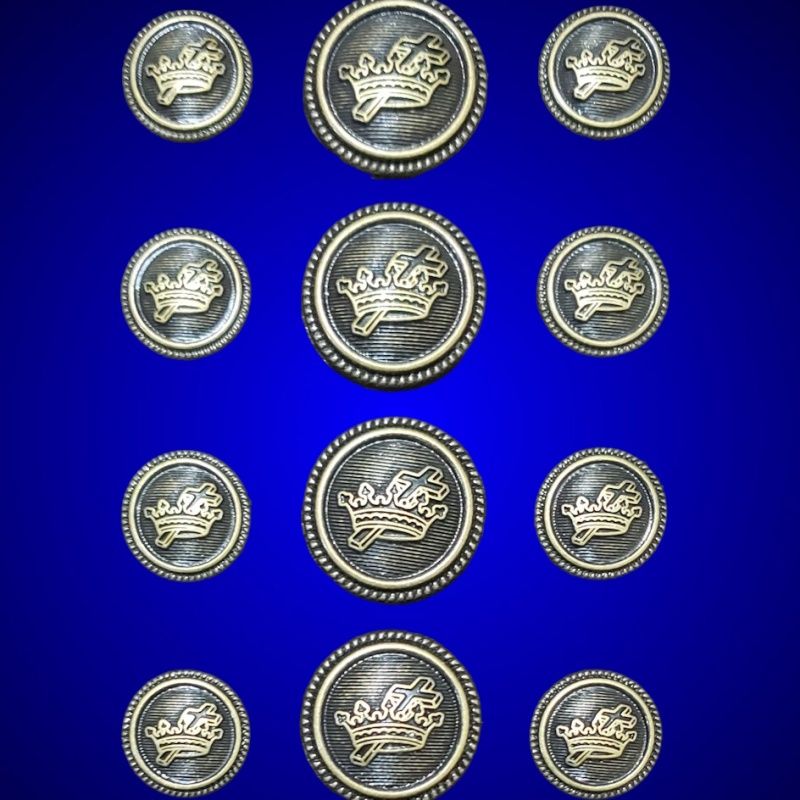 Blazer Jacket button set circular antique gold plated Knights Templar Masonic