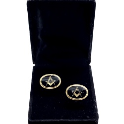 Masonic freemasonry Square and Compasses cufflinks gold plated enamel