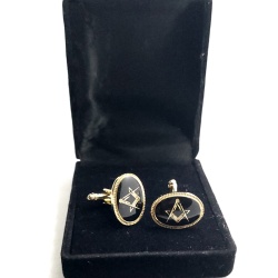 Masonic freemasonry Square and Compasses cufflinks gold plated enamel